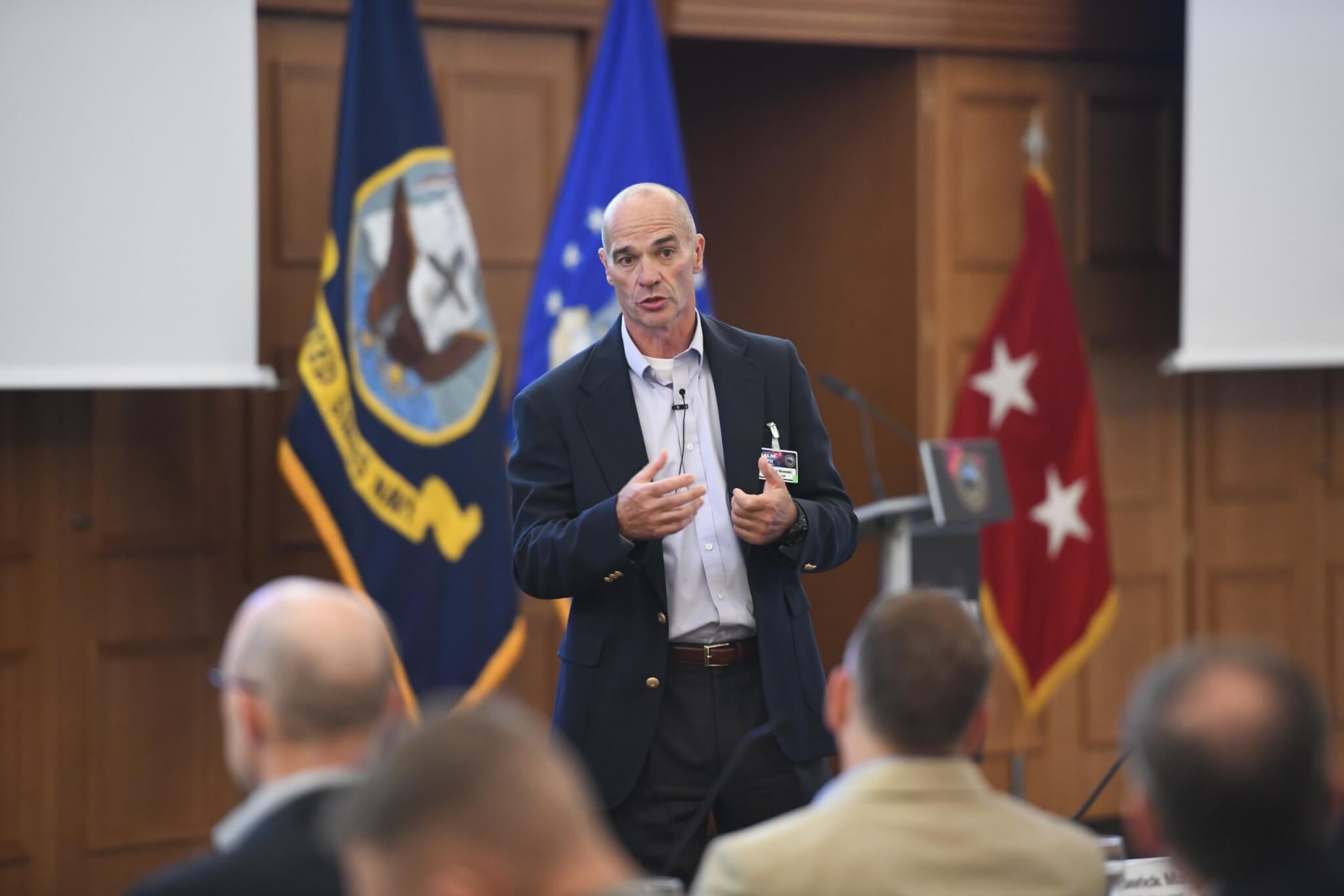 Gronski speaks with leaders from the U.S. Army NATO Brigade, U.S. Army Europe and other NATO Commands while serving as the Deputy Commanding General of National Guard for U.S. Army Europe. Photo by Tony Sweeney.