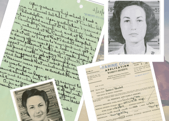 Bernice Frankel, better known as Bea Arthur, served in the U.S. Marine Corps Women's Reserve during World War II. Photos courtesy the National Archive