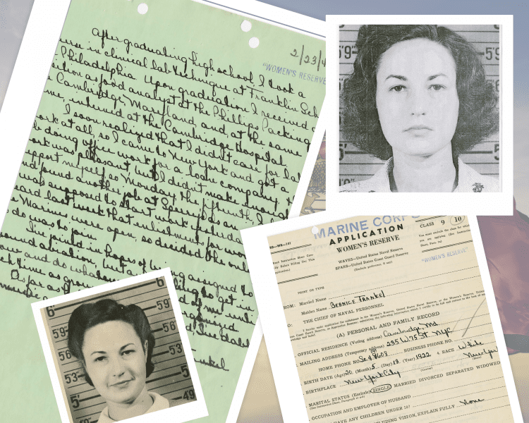 Bernice Frankel, better known as Bea Arthur, served in the U.S. Marine Corps Women's Reserve during World War II. Photos courtesy the National Archive